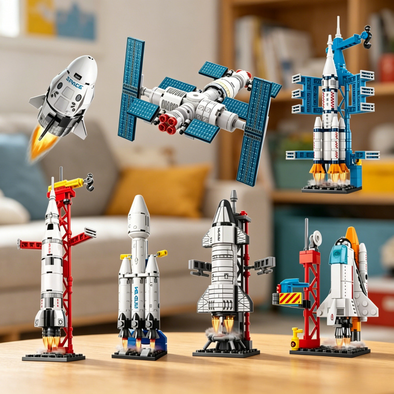Solar System Orrery - Set Model Blok Bangunan Roket Berawak,