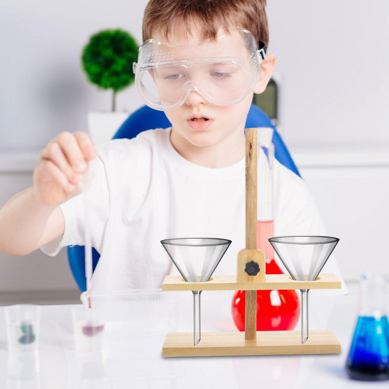 1Pcs Rak Corong Lubang Ganda P - Science Experiment ulasan dan harga